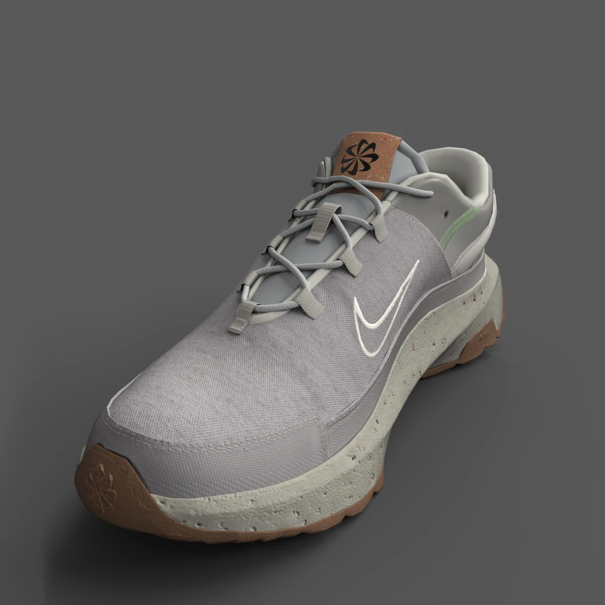 Nike Crater Remixa Gray Fog Wheat Sail 3D Model .c4d .max .obj .3ds .fbx .stl .blend