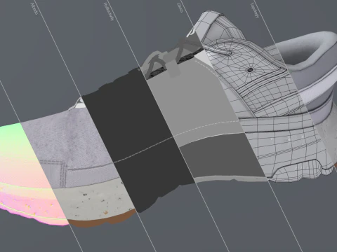 Nike Crater Remixa Gray Fog Wheat Sail 3D Model
