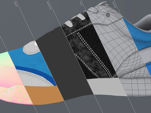 T&ecirc;nis LSpin Deluxe Couro Cor Contraste Azul Marinho Modelo 3D