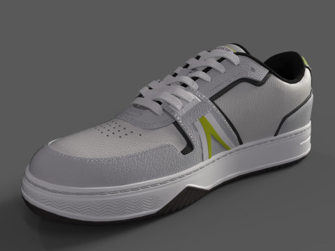 Leather Sneakers Light Grey White 3D Модель