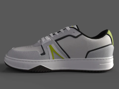 Leather Sneakers Light Grey White 3D Model