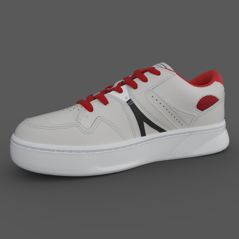 Leather Color Pop Sneakers White Red Model 3D .c4d .max .obj .3ds .fbx .stl .blend 