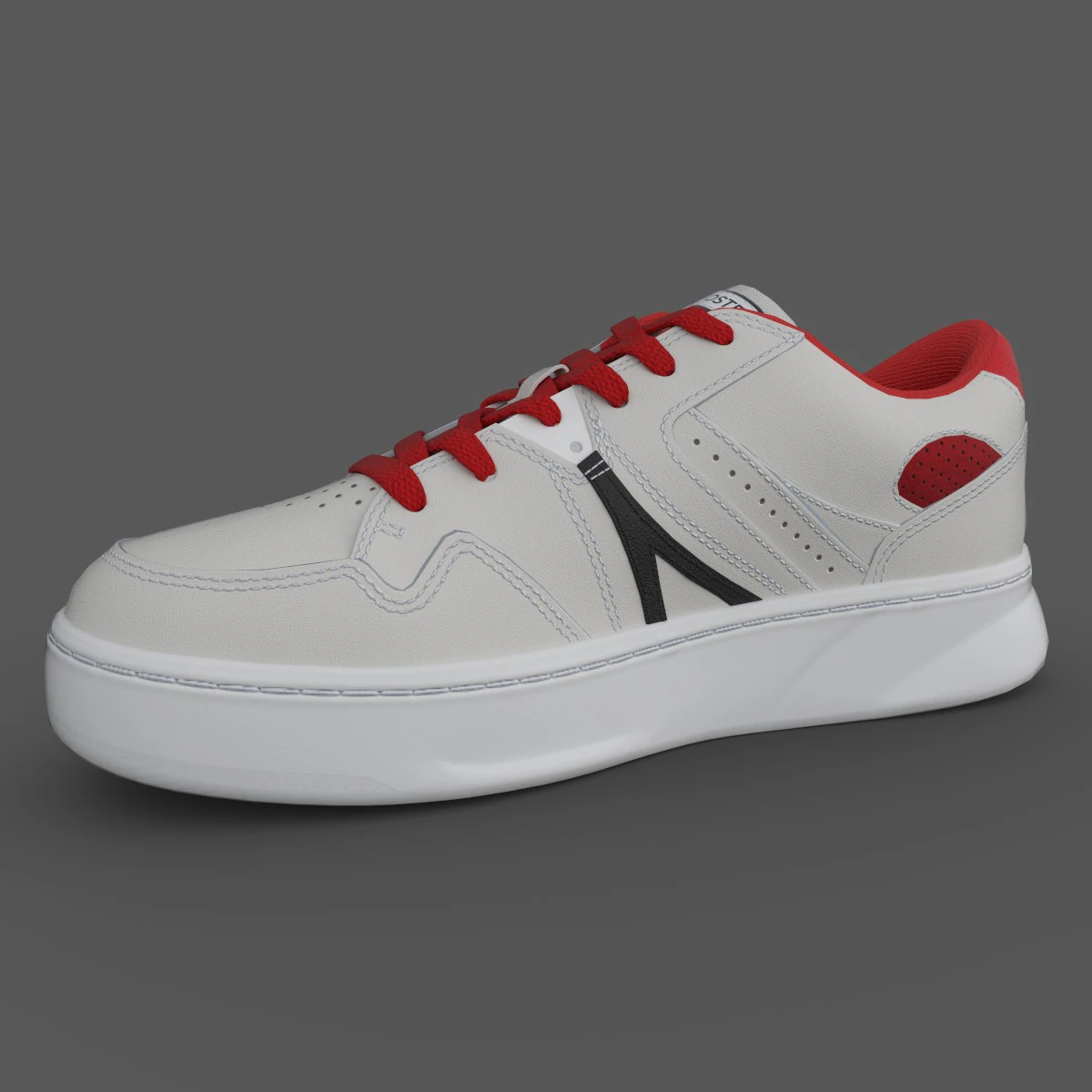 Leather Color Pop Sneakers White Red 3D Model .c4d .max .obj .3ds .fbx .stl .blend 