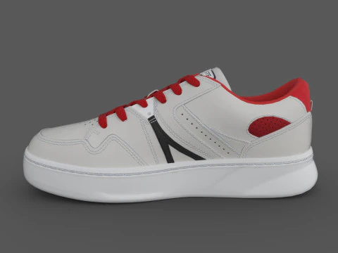 Leather Color Pop Sneakers White Red 3D Model