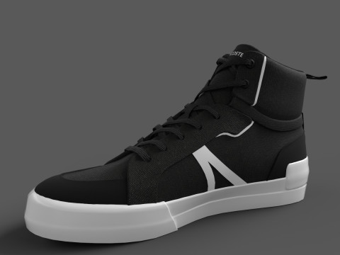 Mid Canvas Sneakers-Black White 3D Model