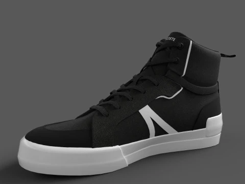 T&ecirc;nis Mid Canvas-Preto Branco Modelo 3D