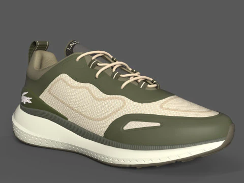 T&eacute;nis Active Textil Verde Escuro Off White Modelo 3D