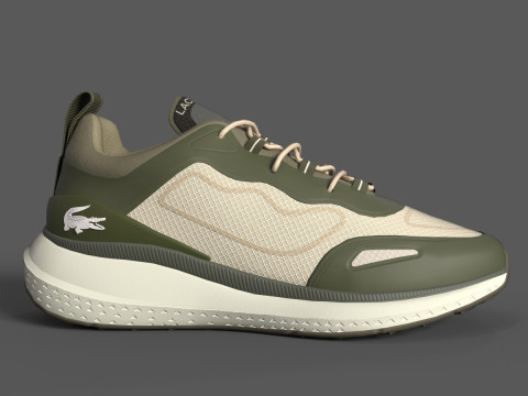 Active Textile Sneakers Dark Green Off White 3D Модель