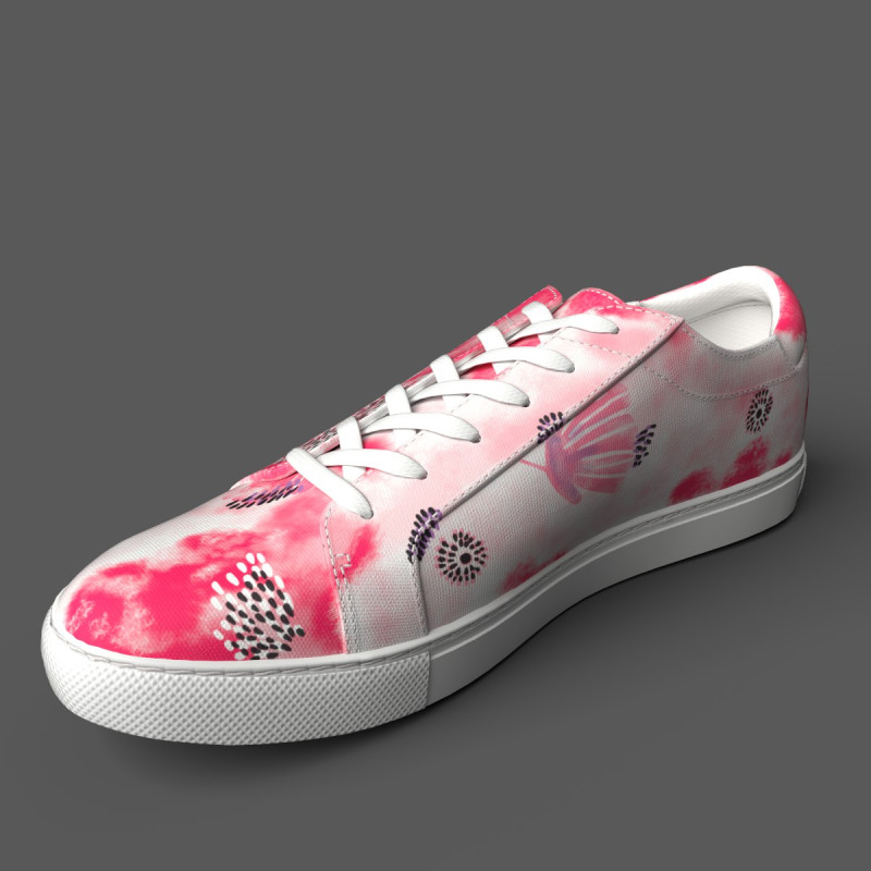 Floral Kam Sneaker-White Pink Model 3D .c4d .max .obj .3ds .fbx .stl .blend 