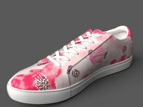 Floral Kam Sneaker-White Pink Model 3D