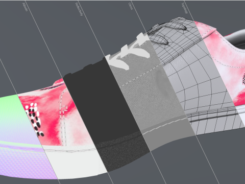 Floral Kam Sneaker-White Pink Model 3D