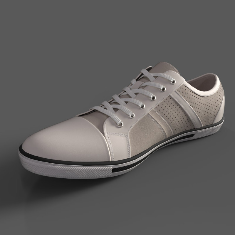 Center Low Top Sneaker-White Taupe 3D Model .c4d .max .obj .3ds .fbx .stl .blend 
