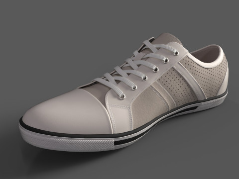 Center Low Top Sneaker-White Taupe 3D Model