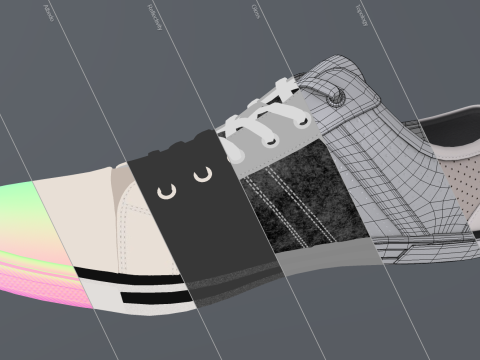 Center Low Top Sneaker-White Taupe 3D Model