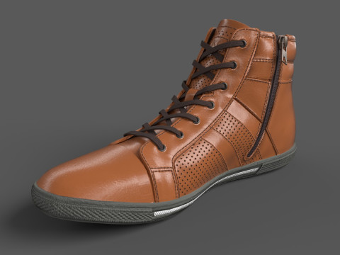 Center High Top Sneaker-Cognac 3D Model