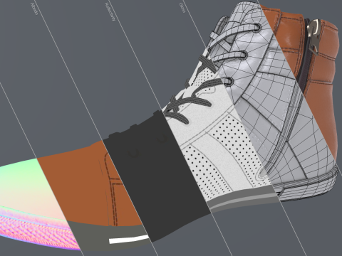 Center High Top Sneaker-Cognac 3D Model