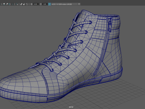 Center High Top Sneaker-Cognac 3D Model