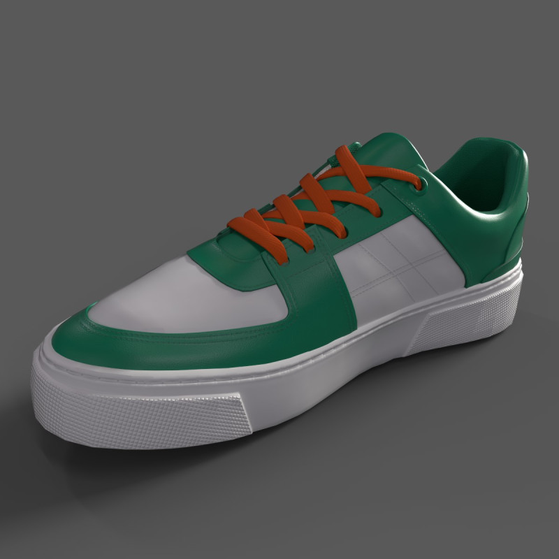 Faux Leather Retro Sneakers-Green 3D Модель .c4d .max .obj .3ds .fbx .stl .blend