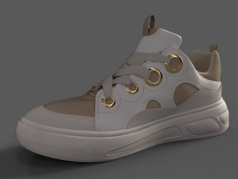 ASOS Duty Skate Sneakers-Beige 3D Model