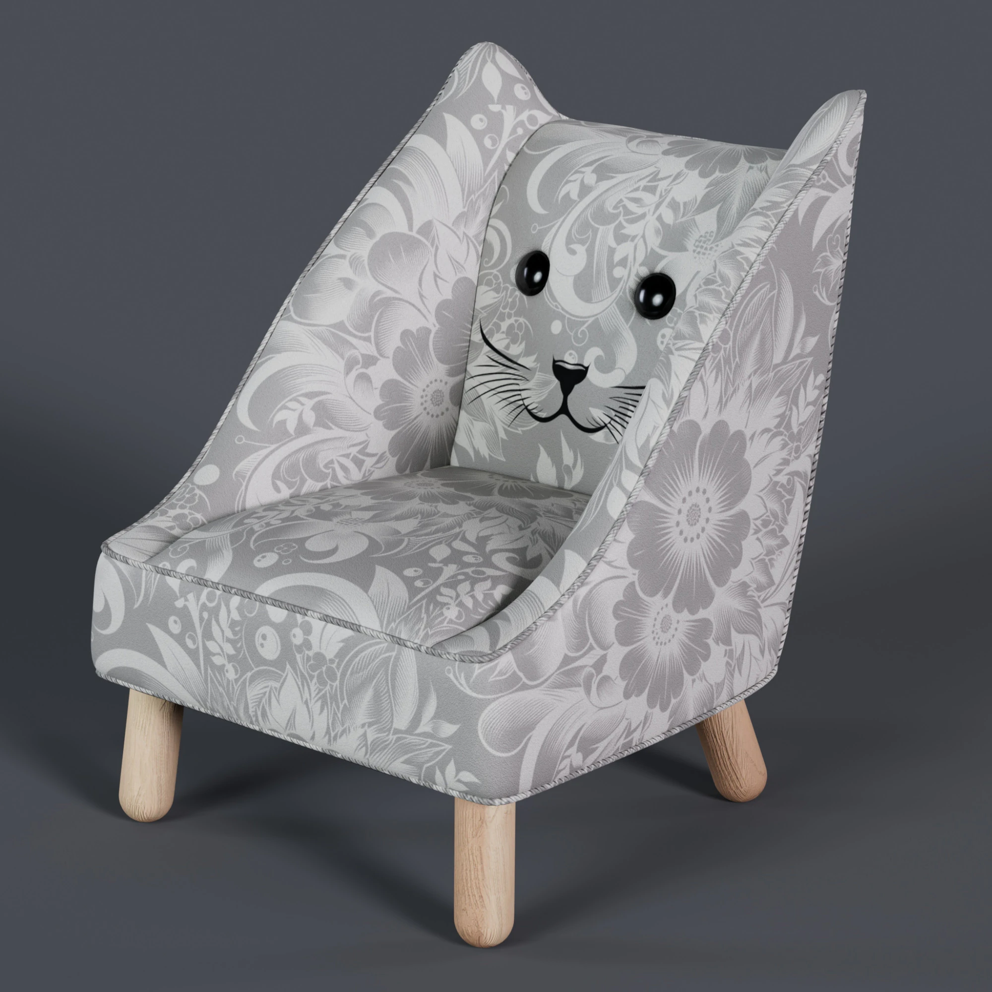 Cat Face Chair 3 3D Model .c4d .max .obj .3ds .fbx .stl .blend 