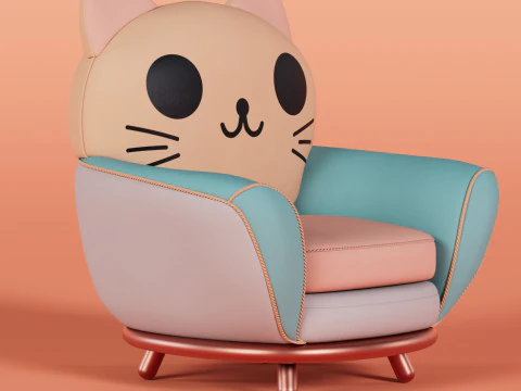 Cat Face Chair 5 3D Model