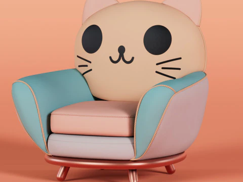 Cat Face Chair 5 3D Model