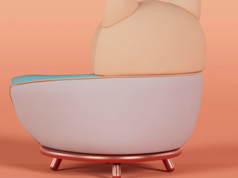 Cat Face Chair 5 3D Model