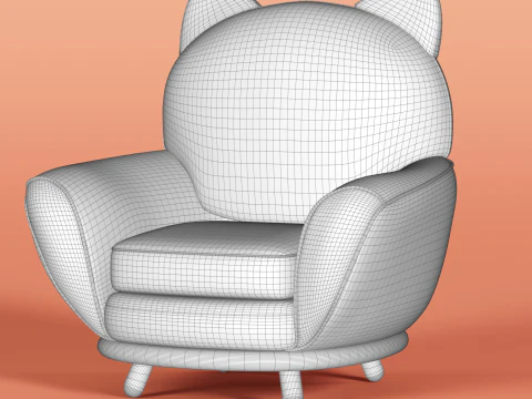 Cat Face Chair 5 3D Model