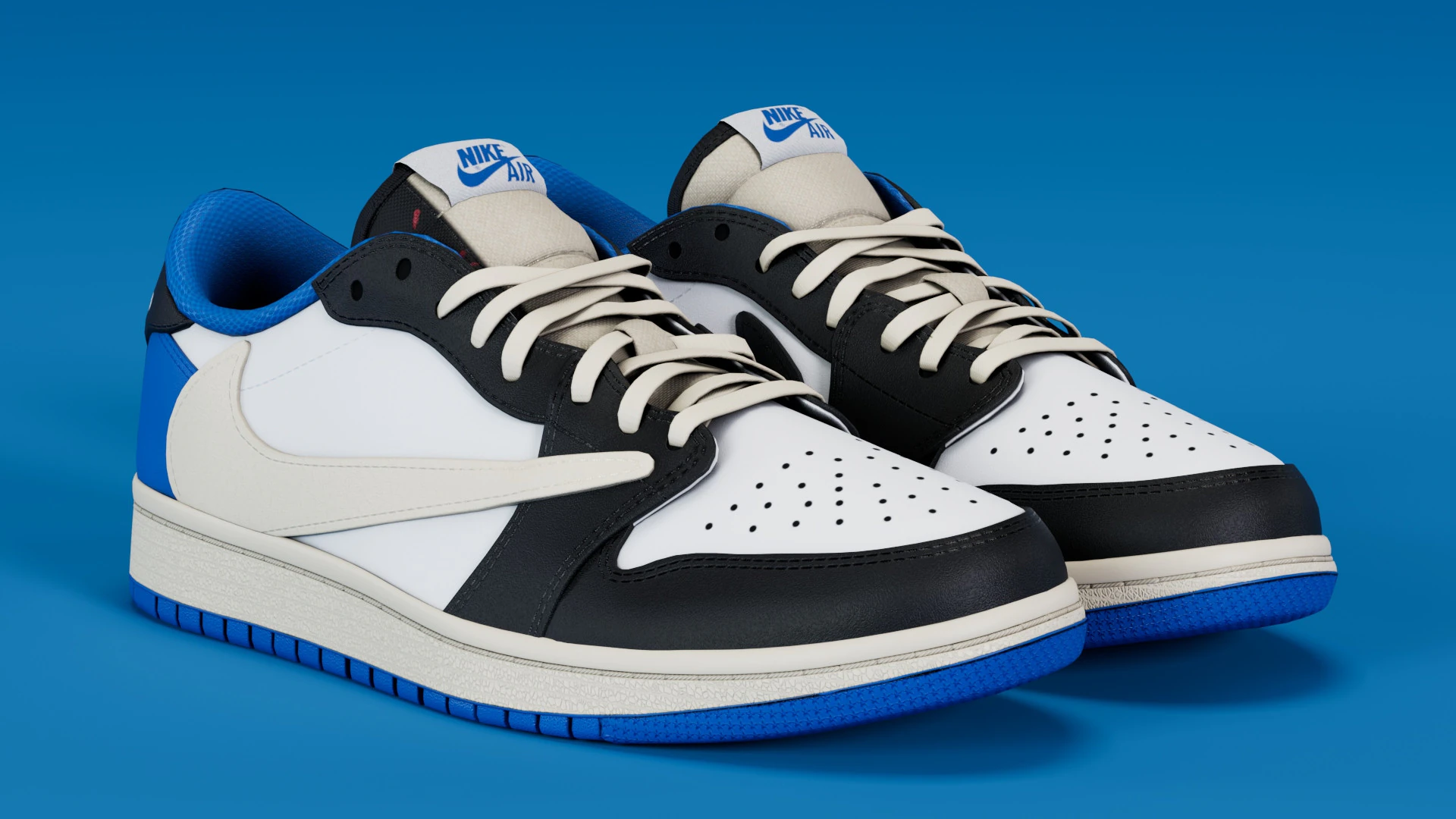 Fragmento x Air Jordan Azul Militar Modelo 3D .c4d .max .obj .3ds .fbx .stl .blend 