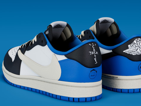 Fragment x Air Jordan Military Blue 3D 모델
