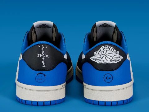 Fragmento x Air Jordan Azul Militar Modelo 3D