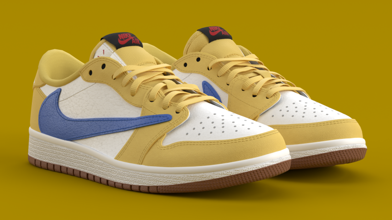 Travis Scott x Air Jordan Canary Yellow 3D Model .c4d .max .obj .3ds .fbx .stl .blend 