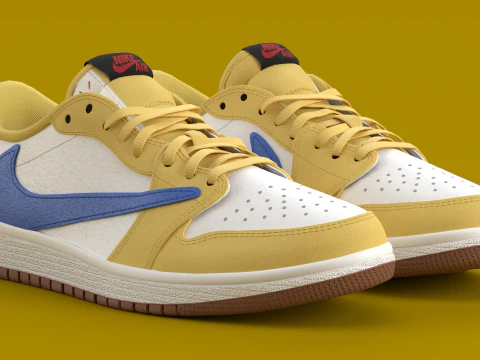 Travis Scott x Air Jordan Canary Yellow 3D Модель