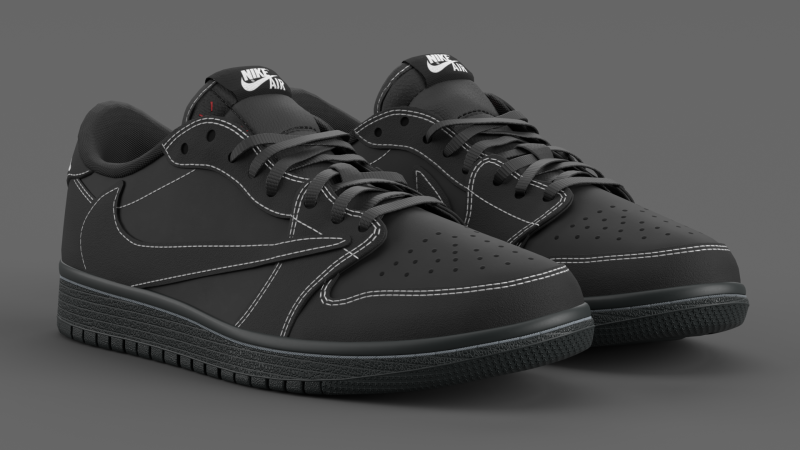Travis Scott x Air Jordan Black Phantom 3D 모델 .c4d .max .obj .3ds .fbx .stl .blend 