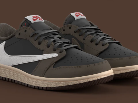 Travis Scott x Air Jordan Dark Mocha 3D Model