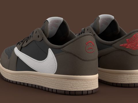 Travis Scott x Air Jordan Dark Mocha Modelo 3D