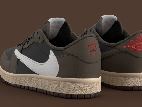 Travis Scott x Air Jordan Dark Mocha 3D Model