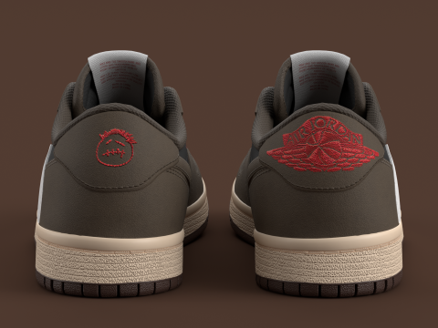 Travis Scott x Air Jordan Dark Mocha Modelo 3D