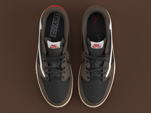 Travis Scott x Air Jordan Dark Mocha Modelo 3D