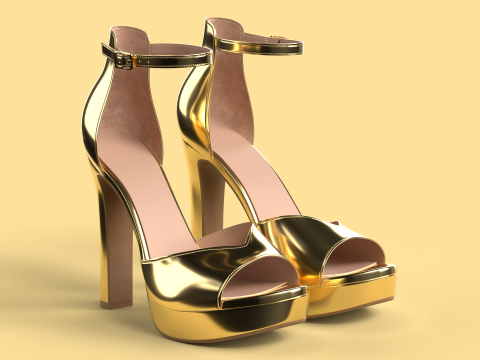 Unbranded Sandal 01 Women Platform Sandal Gold 3Dモデル