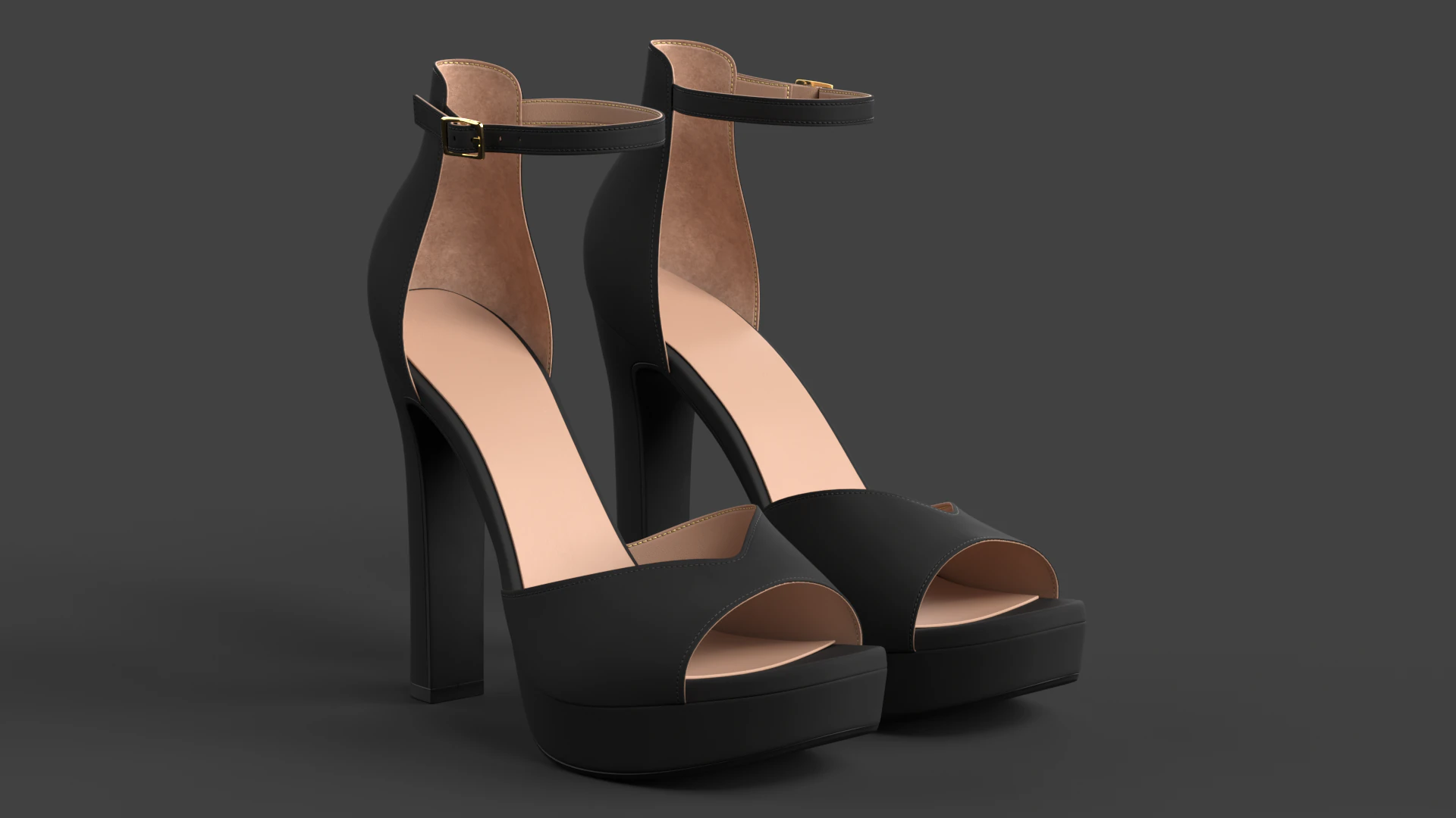 Unbranded Sandal 02 Women Platform Sandal Black 3D Model .c4d .max .obj .3ds .fbx .stl .blend 