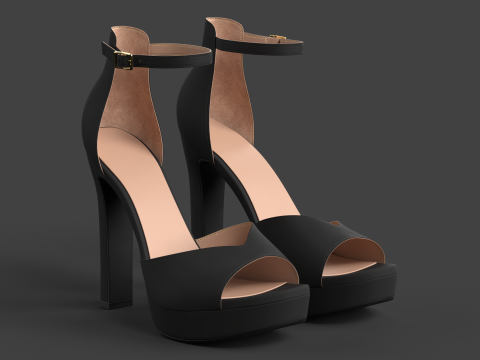 Unbranded Sandal 02 Women Platform Sandal Black 3Dモデル