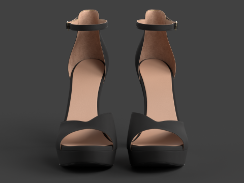 Unbranded Sandal 02 Women Platform Sandal Black 3D Модель