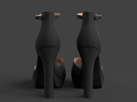 Unbranded Sandal 02 Women Platform Sandal Black 3D Модель