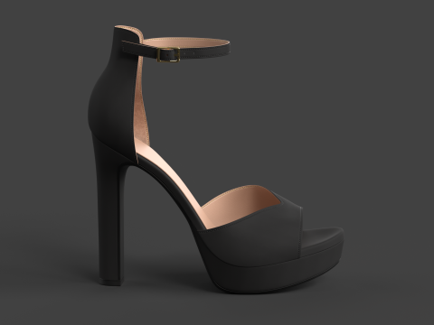 Unbranded Sandal 02 Women Platform Sandal Black 3D Модель