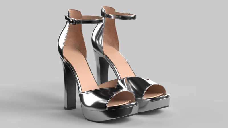 Unbranded Sandal 03 Women Platform Sandal grey 3D Model .c4d .max .obj .3ds .fbx .stl .blend 