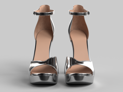 Unbranded Sandal 03 Women Platform Sandal grey Model 3D