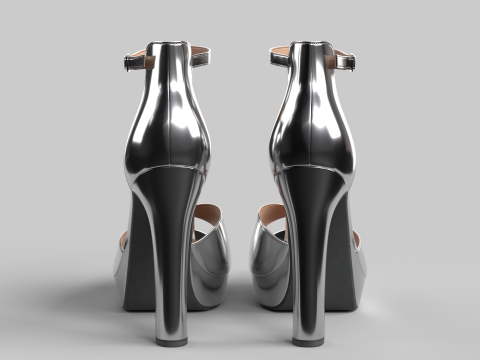 Unbranded Sandal 03 Women Platform Sandal grey Model 3D
