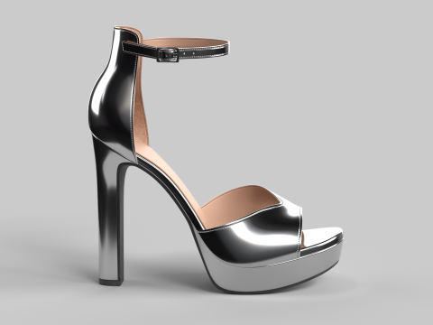 Unbranded Sandal 03 Women Platform Sandal grey Model 3D