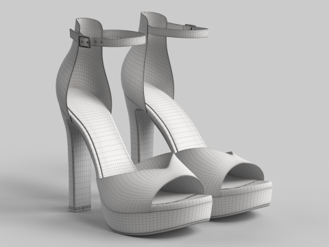 Unbranded Sandal 03 Women Platform Sandal grey Model 3D
